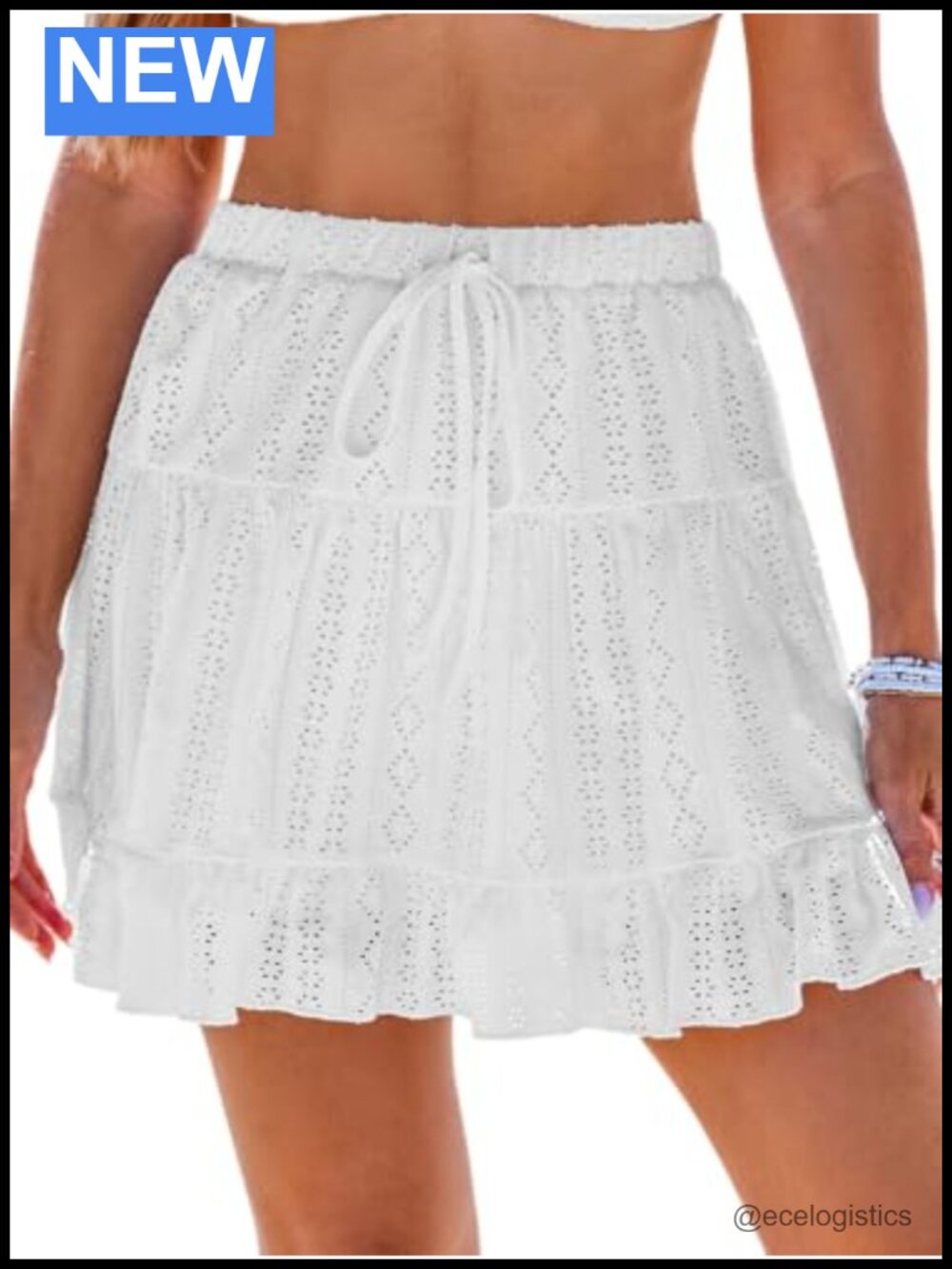 Ruffled Tied Mini Skirt High Waist A-Line Vacation Casual